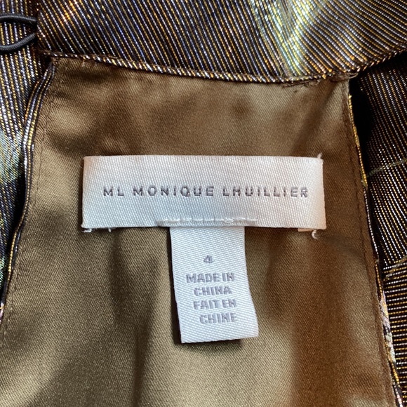 ML Monique Lhuillier Silk Blend Metallic Dress, Size 4 - Picture 16 of 17